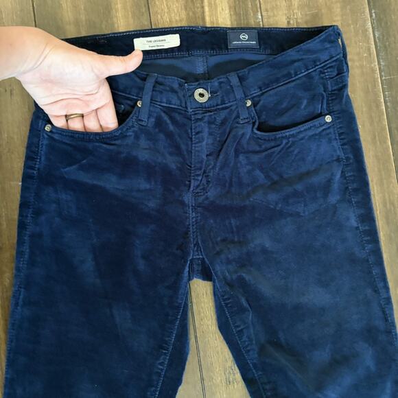 AG Adriano Goldschmied size 26 Deep Blue Skinny Jeans Low Rise Velour - Picture 2 of 11